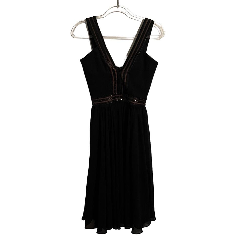 Dress The Population Sequin Fit N Flare V Neck Dress Women's Sz XS / 4 NEW